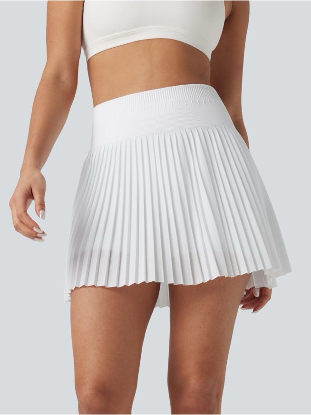 NWT HALARA OneForm Seamless Flow High Waisted Pleated Mini Tennis Skirt w Shorts